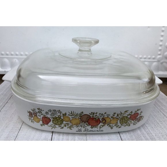 Vtg USA 70s Corning Ware Le Romarin A-10 Casserole Dish MCM Spice Life Pyrex Set - Picture 1 of 13